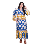Platinum Καφτανοφόρεμα Μπλε Ρούα Με Boho Χρωματιστά Σχέδια Γυναικείο Μακρύ Free Size -12608 - Image 2
