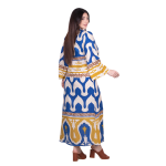 Platinum Καφτανοφόρεμα Μπλε Ρούα Με Boho Χρωματιστά Σχέδια Γυναικείο Μακρύ Free Size -12608 - Image 4
