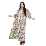 Platinum Φόρεμα Εκρού Με Λαδί Floral Print Γυναικείο Μακρύ Με Κουμπιά Τρουακάρ All Day - RA22623 - Image 2