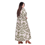 Platinum Φόρεμα Εκρού Με Λαδί Floral Print Γυναικείο Μακρύ Με Κουμπιά Τρουακάρ All Day - RA22623 - Image 4