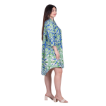 Platinum Πουκαμισοφόρεμα Μπλε Με Πράσινα Floral Γυναικείο Μακρύ Ασύμμετρο Και Κουμπιά - 22662-GR - Image 3