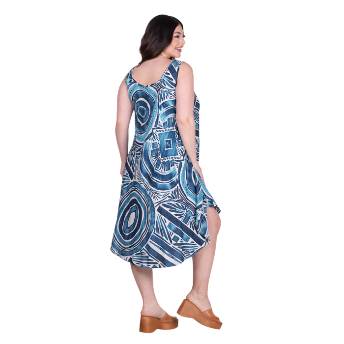 Platinum Καφτάνι - Φόρεμα Μπλε Με Γαλάζιο Γυναικείο Boho Midi Umbrella Free Size - 32620-08 - Image 3
