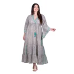 Platinum Φόρεμα Βεραμάν Με Boho Σχέδια Γυναικείο Μακρύ Βαμβακερό Μακρυμάνικο All Day Free Size - 424141-GR - Image 3