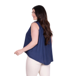 Platinum Πουκάμισο Blue Navy Γυναικείο Αμάνικο Ασύμμετρο Casual All Day - 6658-BL - Image 2