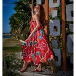 Platinum Φόρεμα Κόκκινο Με Floral Σχέδια Γυναικείο Μακρύ Tιραντέ Eξώπλατο Αέρινο All Day - 72637 - Image 4