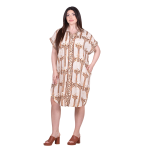 Platinum Πουκαμισοφόρεμα Εκρού Με Καφέ Bronze Boho Σχέδια Γυναικεία Με Κουμπιά Free Size - 82625-48