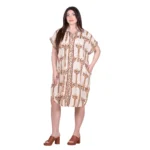 Platinum Πουκαμισοφόρεμα Εκρού Με Καφέ Bronze Boho Σχέδια Γυναικεία Με Κουμπιά Free Size - 82625-48