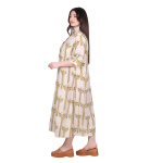 Platinum Φόρεμα Εκρού Γυναικείo Με Λαδί Boho Print Midi All Day Free Size - 82626-GR - Image 3