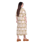 Platinum Φόρεμα Εκρού Γυναικείo Με Λαδί Boho Print Midi All Day Free Size - 82626-GR - Image 4