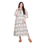 Platinum Φόρεμα Εκρού Γυναικείo Με Πετρολ Boho Print All Day Free Size - 82626-PR