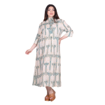Platinum Φόρεμα Εκρού Γυναικείo Με Πετρολ Boho Print All Day Free Size - 82626-PR - Image 2