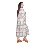 Platinum Φόρεμα Εκρού Γυναικείo Με Πετρολ Boho Print All Day Free Size - 82626-PR - Image 4