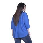 Platinum Πουκάμισο Μπλε Denim Γυναικείο Ασύμμετρο Με Μανίκι 3/4 Free Size - BL22303 - Image 2