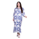 Platinum Φόρεμα - Πουκαμίσα Λευκό Μπλε Print Γυναικείo Boho Με Κουμπιά All Day Free Size - 22674 - Image 4