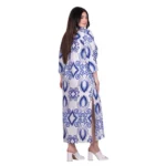 Platinum Φόρεμα - Πουκαμίσα Λευκό Μπλε Print Γυναικείo Boho Με Κουμπιά All Day Free Size - 22674 - Image 3