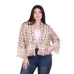Platinum Σακάκι Μπεζ Γυναικείο Casual Κοντό Με Γήινα Ανάγλυφα Σχέδια All Day Free Size - CNA-18-J