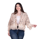 Platinum Σακάκι Μπεζ Γυναικείο Casual Κοντό Με Γήινα Ανάγλυφα Σχέδια All Day Free Size - CNA-18-J - Image 2
