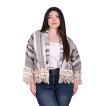 Platinum Σακάκι Λευκό Με Γκρι Ριγέ Σχέδια Γυναικείο Casual Κοντό Free Size - CNA-19-J - Image 2