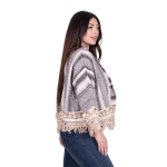 Platinum Σακάκι Λευκό Με Γκρι Ριγέ Σχέδια Γυναικείο Casual Κοντό Free Size - CNA-19-J - Image 3