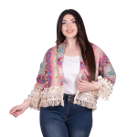 Platinum Σακάκι Aqua - Ροζ Με Γήινα Ζακάρ Σχέδια Γυναικείο Casual Κοντό Free Size - CNA-23-J