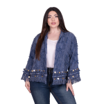 Platinum Σακάκι Blue Denim Γυναικείο Casual Κοντό Με Ανάγλυφο Σχέδιο All Day Free Size - CNA-6-J - Image 2