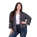 Platinum Σακάκι Ανθρακί Γυναικείο Casual Κοντό Με Ανάγλυφο Σχέδιο Νεανικό All Day Free Size - CNA-7-J