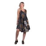 Platinum Φόρεμα Μαύρο Γυναικείο Umbrella Midi Με Γήινα Print All Day Free Size - FS22507