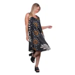 Platinum Φόρεμα Μαύρο Γυναικείο Umbrella Midi Με Γήινα Print All Day Free Size - FS22507 - Image 2