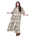 Platinum Φόρεμα Εκρού Με Λαδί Floral Print Γυναικείο Μακρύ Με Κουμπιά Τρουακάρ All Day - FS22623 - Image 2