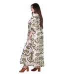 Platinum Φόρεμα Εκρού Με Λαδί Floral Print Γυναικείο Μακρύ Με Κουμπιά Τρουακάρ All Day - FS22623 - Image 3