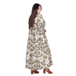 Platinum Φόρεμα Εκρού Με Λαδί Floral Print Γυναικείο Μακρύ Με Κουμπιά Τρουακάρ All Day - FS22623 - Image 4
