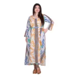 Platinum Φόρεμα Εκρού Με Floral Print Γυναικείο Μακρύ Εβαζέ Τρουακαρ All Day Free Size - FS92620 - Image 2
