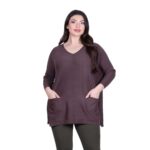 Platinum Μπλούζα Καφέ Γυναικεία Πλεκτή Με Τσέπες Αll Day Free Size - ΙΤ-20205-BR