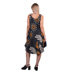 Platinum Φόρεμα Μαύρο Γυναικείο Umbrella Midi Με Γήινα Print All Day Free Size - 22507 - Image 2