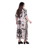 Platinum Καφτάνι Λευκό Γυναικείο Με Μαύρα Floral Σχέδια Maxi Free Size - FS22655 - Image 3