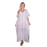 Platinum Καφτάνι Λευκό Γυναικείο Με Σχέδια Υφαντό Maxi Free Size - 52601-W - Image 2