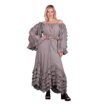Platinum Φούστα Elephant Gray Γυναικεία Maxi Ρομαντική Vintage Ασύμμετρη Με Βολάν All Day Free Size - 62019-FG