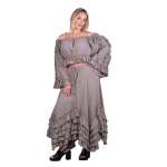 Platinum Φούστα Elephant Gray Γυναικεία Maxi Ρομαντική Vintage Ασύμμετρη Με Βολάν All Day Free Size - 62019-FG - Image 3