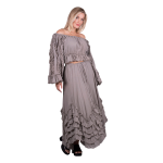 Platinum Φούστα Elephant Gray Γυναικεία Maxi Ρομαντική Vintage Ασύμμετρη Με Βολάν All Day Free Size - 62019-FG - Image 4