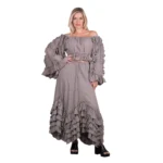 Platinum Φούστα Elephant Gray Γυναικεία Maxi Ρομαντική Vintage Ασύμμετρη Με Βολάν All Day Free Size - 62019-FG