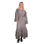 Platinum Φούστα Elephant Gray Γυναικεία Maxi Ρομαντική Vintage Ασύμμετρη Με Βολάν All Day Free Size - 62019-FG - Image 3