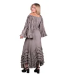 Platinum Φούστα Elephant Gray Γυναικεία Maxi Ρομαντική Vintage Ασύμμετρη Με Βολάν All Day Free Size - 62019-FG - Image 4