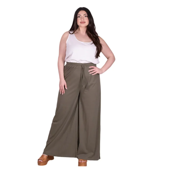 Platinum Παντελόνα Πράσινη Γυναικεία Casual Φαρδιά Βαμβακερή All Day Free Size - 9579-GR