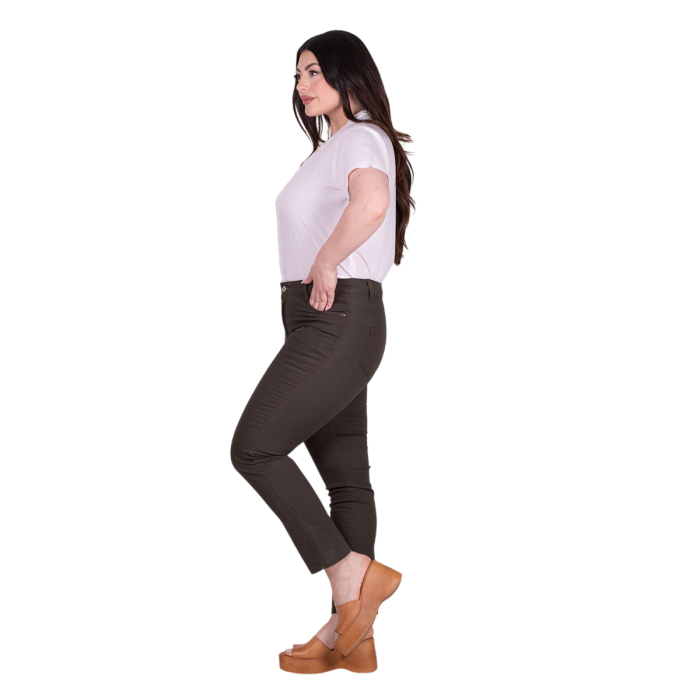 Gomore Γυναικείο Χακί Παντελόνι Jean Ελαστικό Στενό Casual All Day - FS13535-G - Image 3