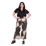 Platinum Παντελόνα Floral Με Γήινους Χρωματισμούς Γυναικεία Αέρινη & Λάστιχο All Day Free Size - FS72614 - Image 2