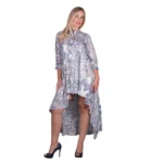Platinum Φόρεμα Γκρι Γυναικείο Με Boho Παλ Print Ασύμμετρο Klos All Day - ΙNDX-40-RPTG - Image 5