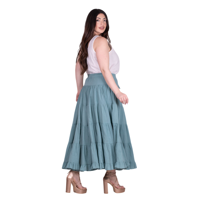 Platinum Φούστα Πετρολ Γυναικεία Maxi Ρομαντική Klos All Day Free Size - SAR-62102-PR - Image 4