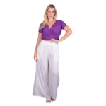 Platinum Μπλούζα Μωβ Γυναικεία Kρουαζέ Κοντομάνικη Casual All Day Free Size - 22437-V - Image 2
