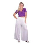 Platinum Μπλούζα Μωβ Γυναικεία Kρουαζέ Κοντομάνικη Casual All Day Free Size - 22437-V - Image 2