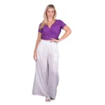 Platinum Μπλούζα Μωβ Γυναικεία Kρουαζέ Κοντομάνικη Casual All Day Free Size - 22437-V - Image 3